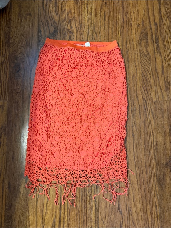 Cato Dresses & Skirts - Cato Coral Crochet Fringe Swim Cover-Up Skirt
